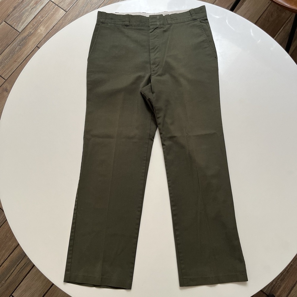 Vintage 70's SEARS Pants Mens 34x29 Green Fieldmaster Perma Prest Paint Work USA